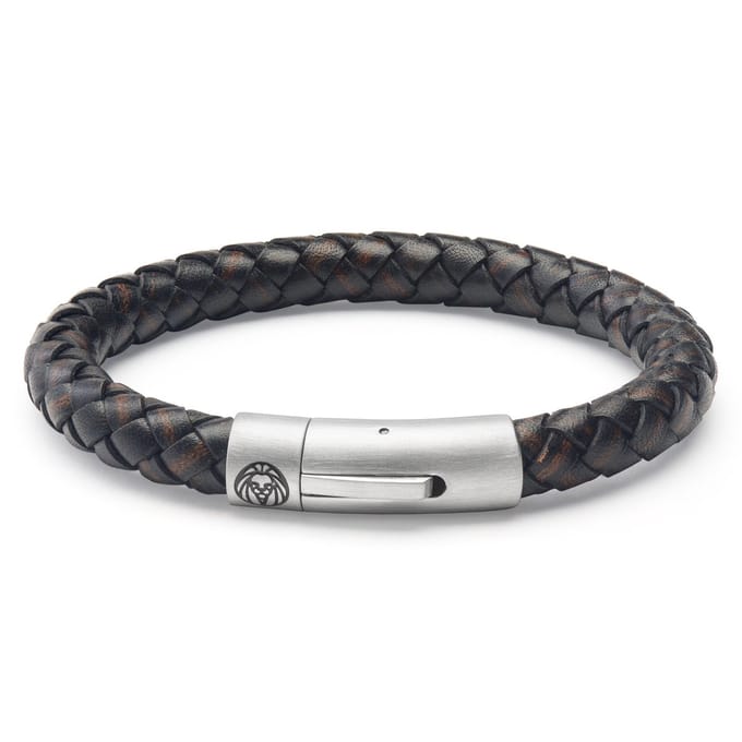 Collins | 8 mm Bruine Geweven Leren Armband