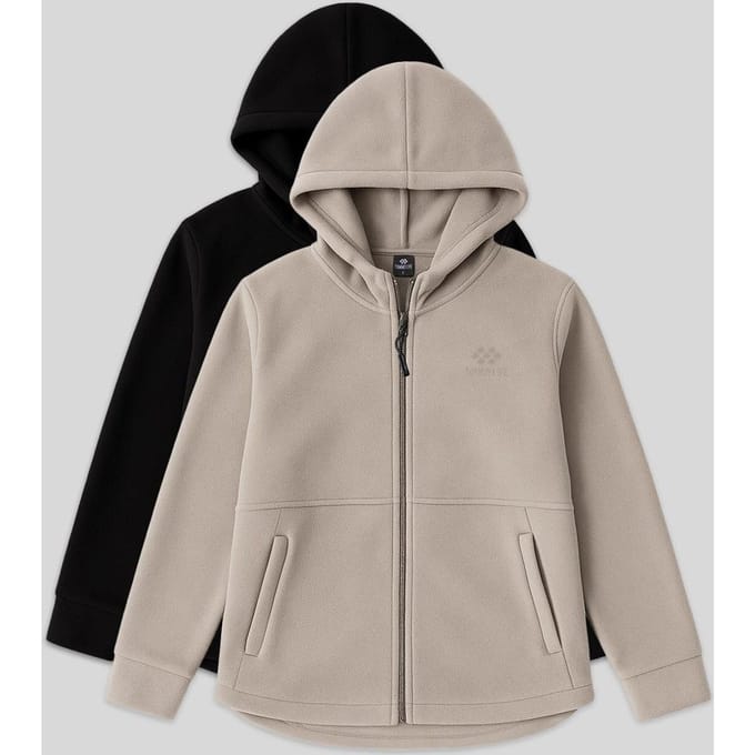 Dames Pluche Rits-Voorkant Hooded Sweatshirt