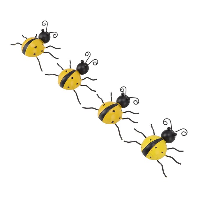 4 stuks Lieveheersbeestje Muurdecoratie Lieveheersbeestje Ornament Smeedijzeren Insect Figuur Huisdecoratie yellow