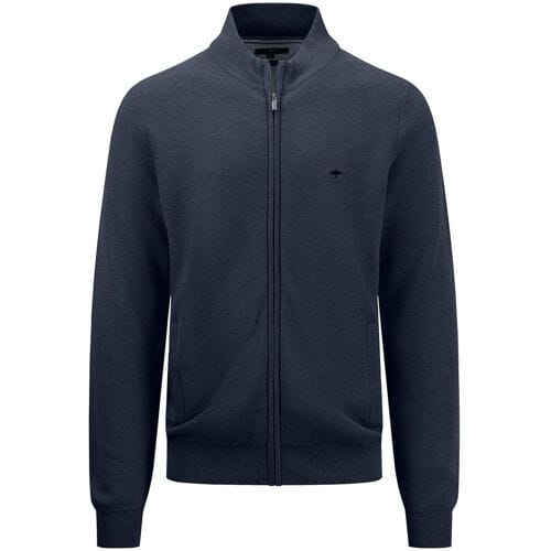 Fynch-Hatton Vest Cardigan Zip Fine Structure Cotton Navy / male
