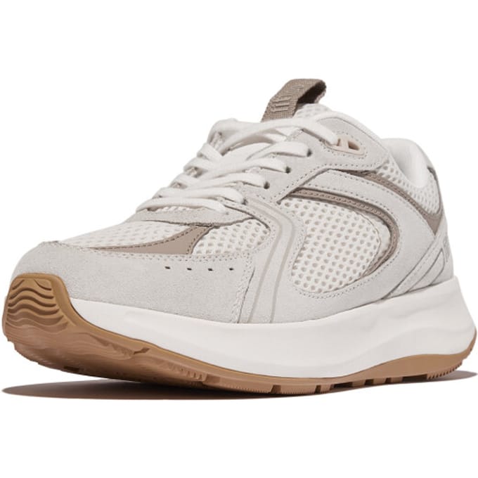 FitFlop F-Mode Flow Suede/Mesh/Leather Flatform Sneakers WIT - Maat 36