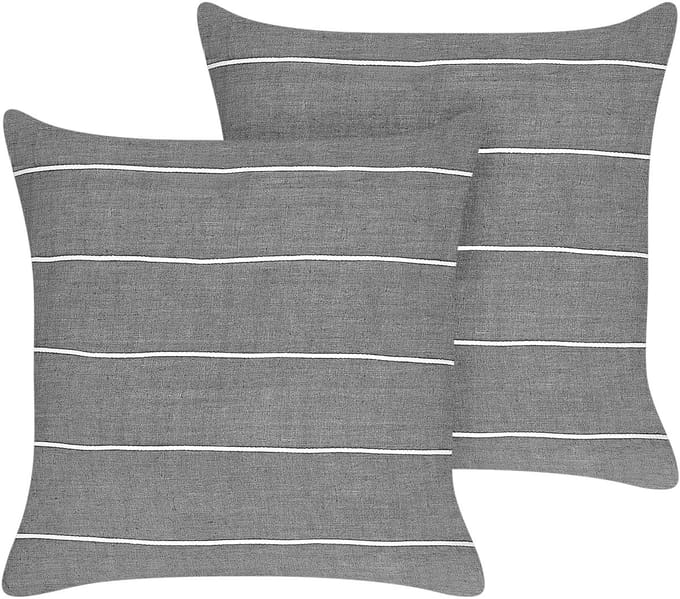 MILAS - Sierkussen set van 2 - Grijs/Wit - 50 x 50 cm - Linnen