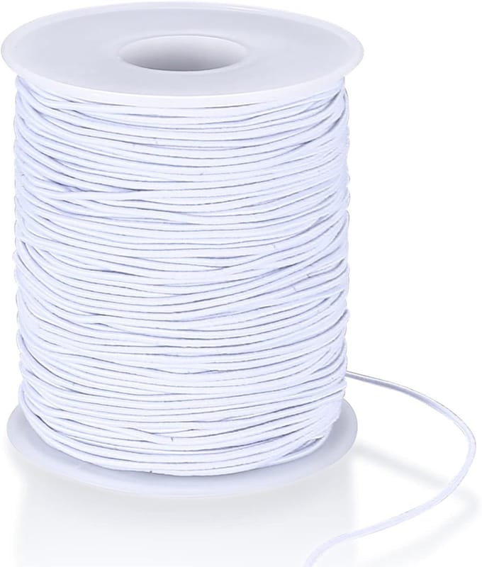 Elastische draad, 1 mm x 100 m elastisch kralenkoord, elastiek, kralendraad, elastisch koord voor doe-het-zelf halskettingen, armbanden, handwerk, sieraden maken, wit