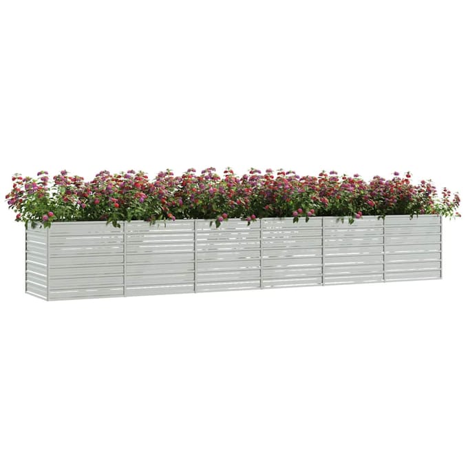 vidaXL - Plantenbak - verhoogd - 480x80x77 - cm - gegalvaniseerd - staal - zilver