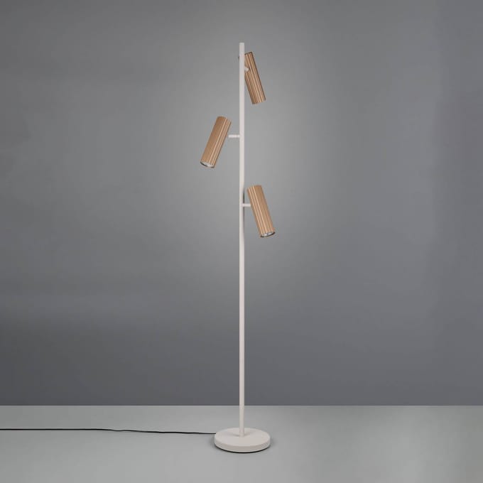 Trio Lighting Vloerlamp Soka, bruin/grijs, hoogte 150 cm, metaal, 3-lamps.