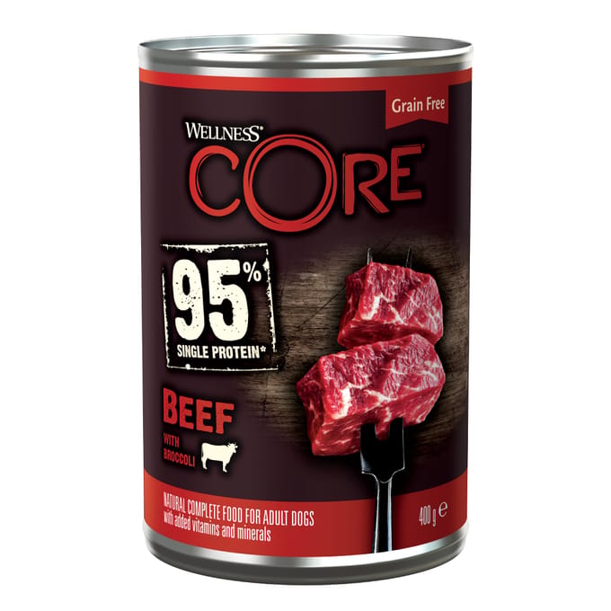 6x400g Rind & Brokkoli Wellness Core Adult 95% Single Protein Hundenassfutter