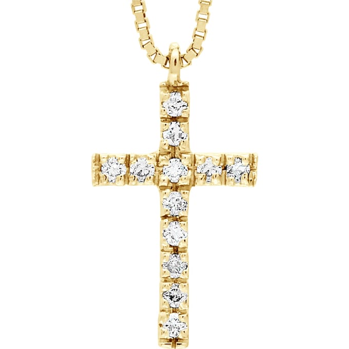 Kruis ketting Diamonds 0.070 Cts Yellow Gold