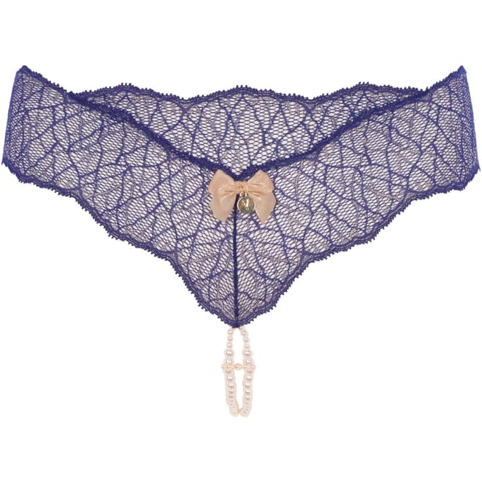 Bracli - Sydney Doppelter Perlenstring Blau - Luxus-Dessous Größe M
