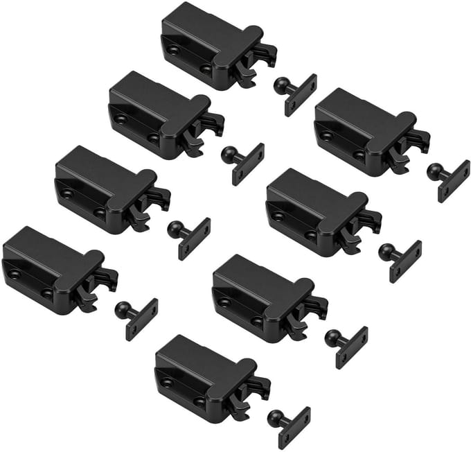 8 stuks push-open sluiters, zwart