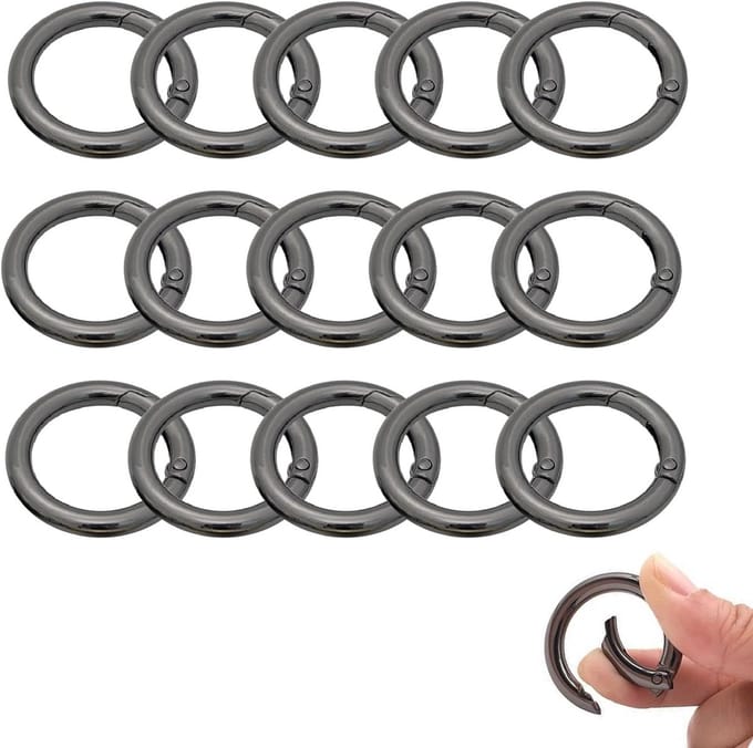 Ronde karabijnhaken - Zink - 15 stuks - Zwart