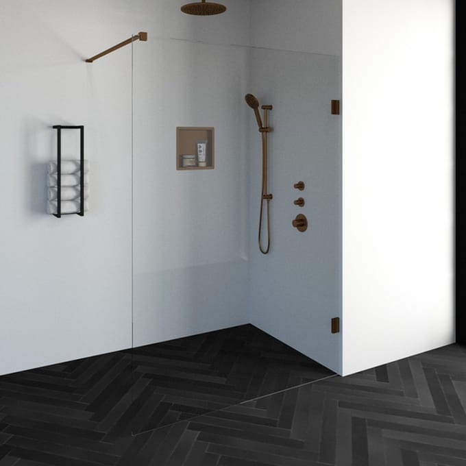 Brauer Void inloopdouche helder glas 140x200 incl. glascoating PVD koper geborsteld
