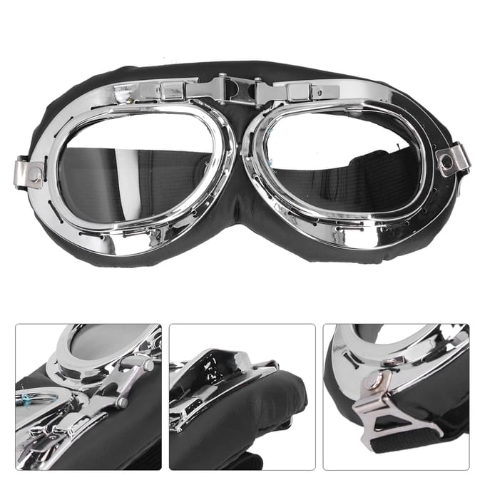 Motorbril Vintage Zonnebril Stofdicht Winddicht Krasbestendig Helm Dragen gray