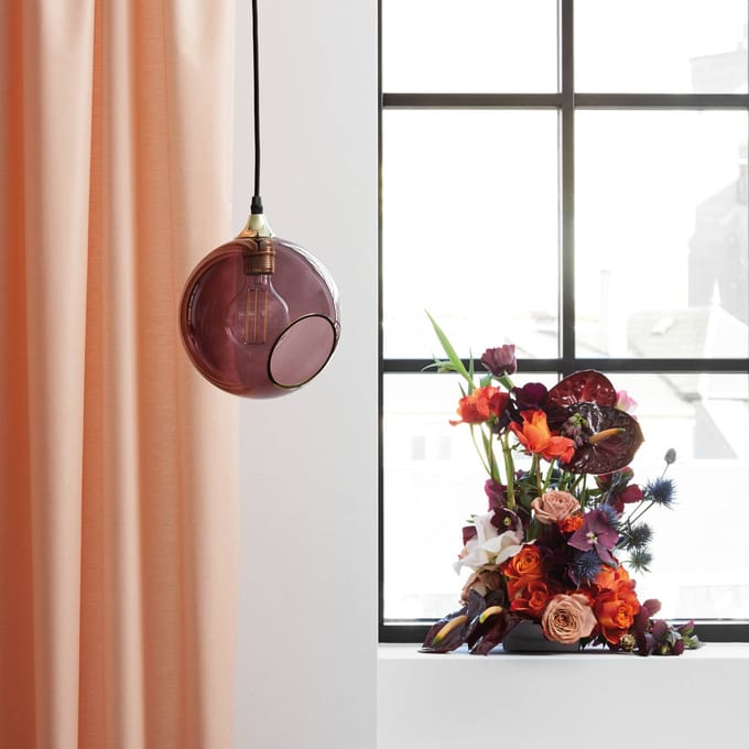DESIGN BY US Hanglamp Ballroom, paars, Ø 20 cm, glas