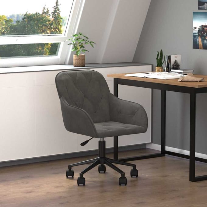 Vidaxl Draaibare bureaustoel, Donkergrijs, Bekleed met Fluweel