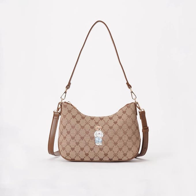 Moon-shaped handbag - handtas - Beige monogram - Teddybeer - B-loved