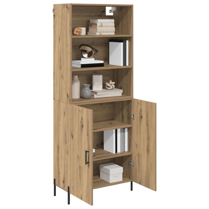 vidaXL - Highboard - Artisan - Eiken - 69,5 - x - 32,5 - x - 180 - cm - Bewerkt - hout