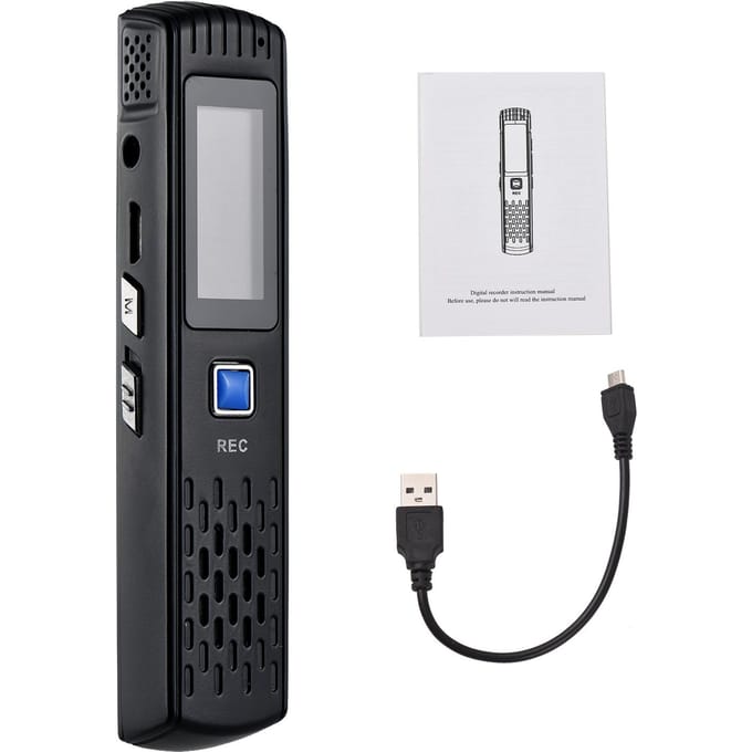 Digitale Voice Recorder 8G Klein Zakformaat Opnameapparaat met Ingebouwde Luidspreker Draagbare Voice zwart