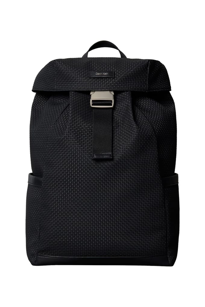 Calvin Klein Embossed Woven Flap Backpack Black Größe: OS | Rucksäcke Outlet | Herren | Schwarz
