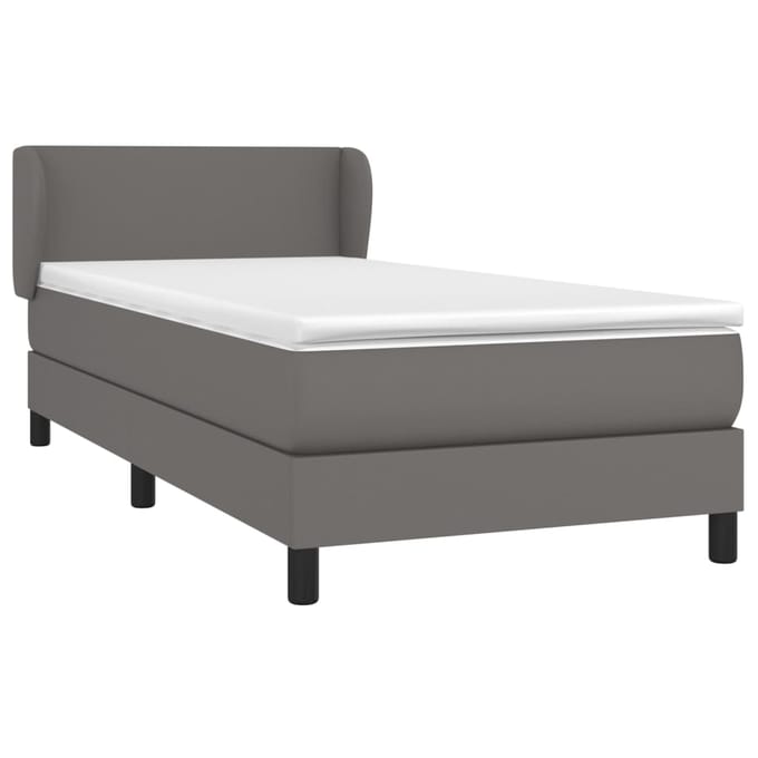 vidaXL - Boxspring - met - matras - kunstleer - grijs - 80x200 - cm