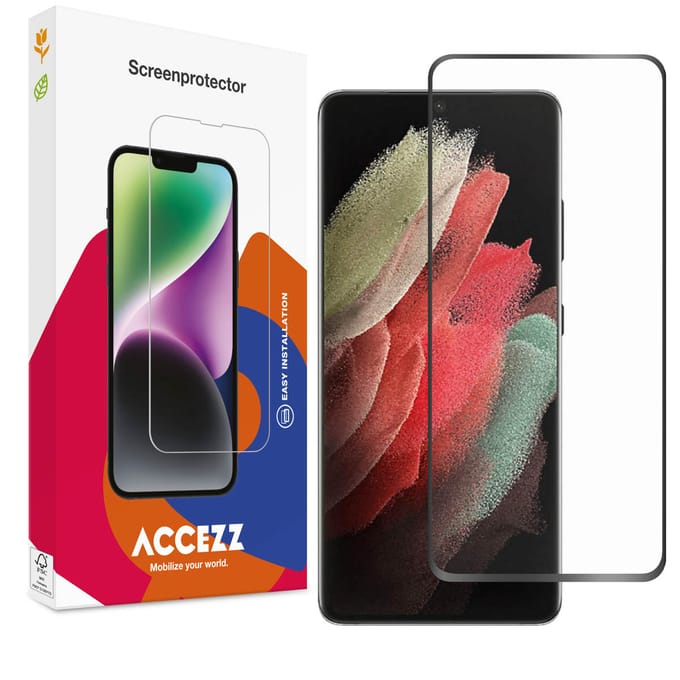 Accezz Screen Protector - Geschikt voor Samsung Galaxy S21 Ultra - Gehard Glass Full Cover