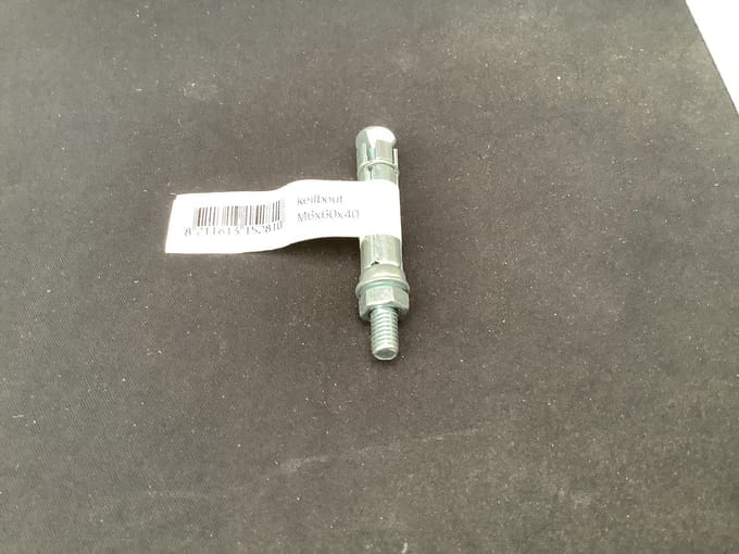 Keilbout met moer. 1 stuks. m6 x 60mm. Lang. Verzinkt. I-Fix