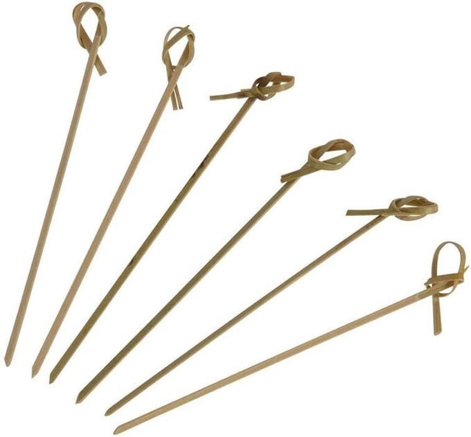 Bamboe Cocktailprikkers - Bamboe prikkers - Prikkers - Spiesjes van bamboe - 100 stuks - 12 cm - Hapjes - Olijfprikkertje - Geknoopt - CHPN