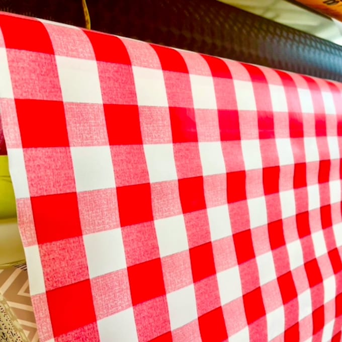 Rood Gingham bedrukt tafelzeil - Per meter