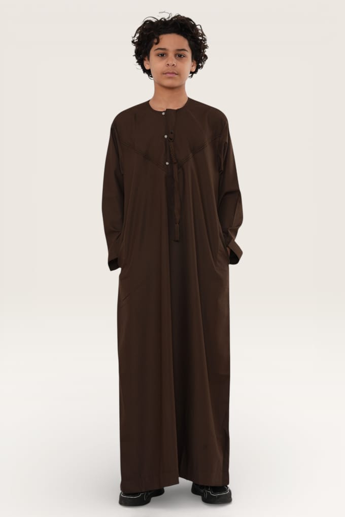 Kinderen jongens bruin Eid Marokkaanse Jubba Robe Djellaba Ramadan Eid Thobe LFS- K-HM11