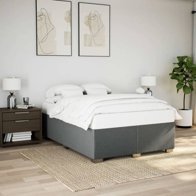 vidaXL - Bedframe - zonder - matras - stof - donkergrijs - 140x200 - cm