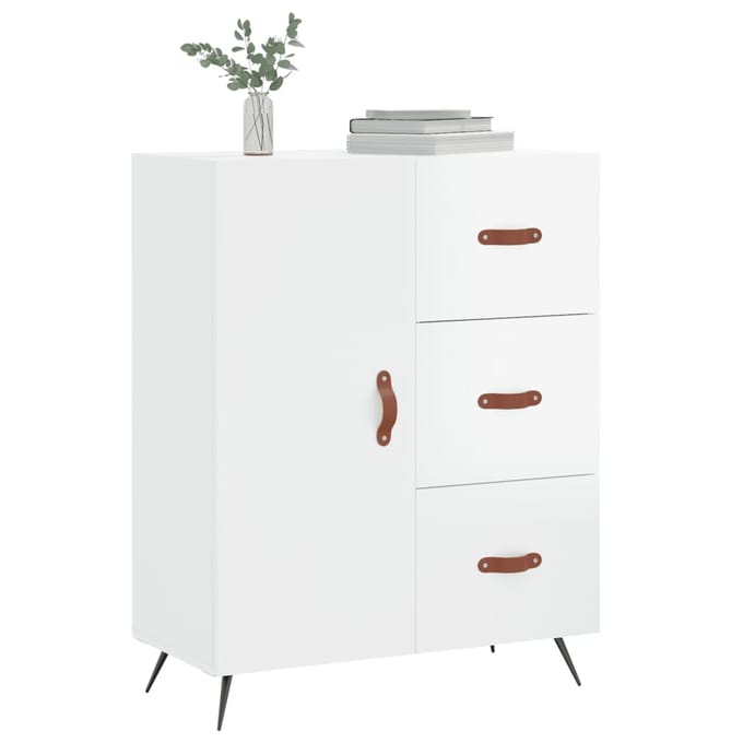vidaXL - Dressoir - 69,5x34x90 - cm - bewerkt - hout - hoogglans - wit