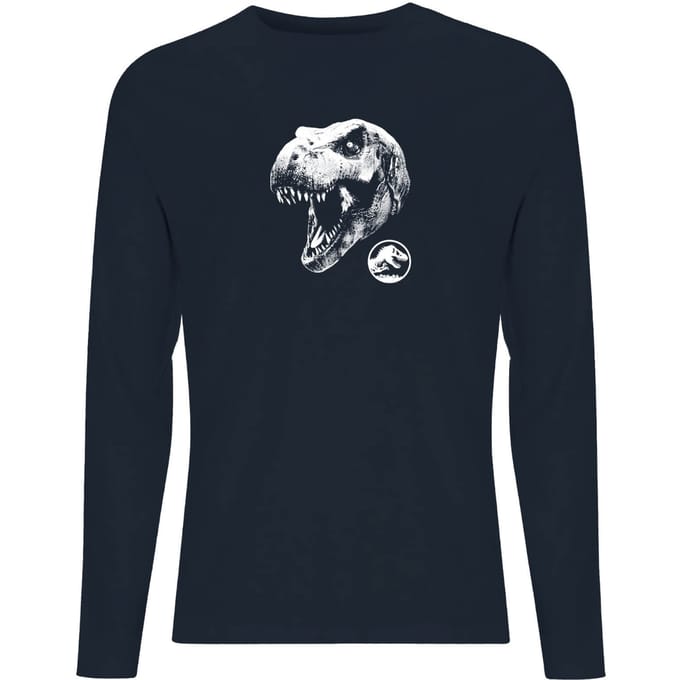 Jurassic Park T Rex Men's Long Sleeve T-Shirt - Navy - L