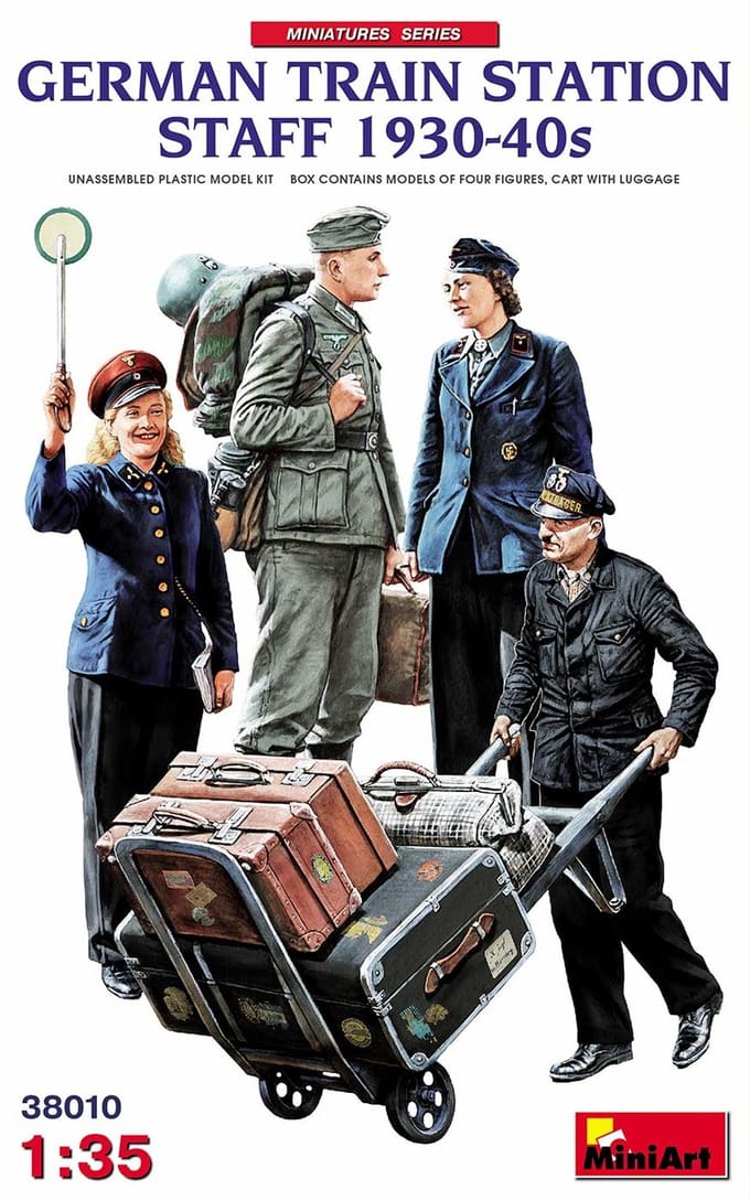 MiniArt Modelbouwpakket Treinen - 38010 Duits Treinstation Personeel 1930-1940 - 4 Figuren Plastic - 1:35 - Modelbouw