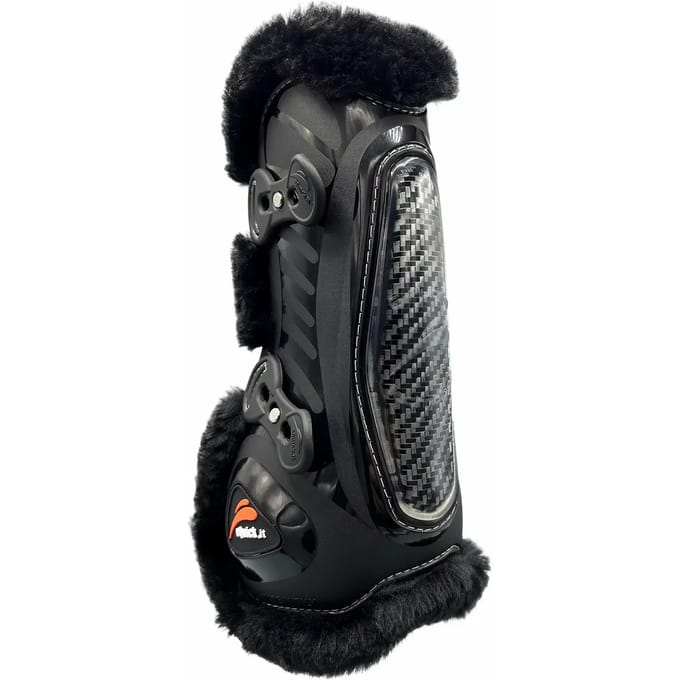 Frontlaarzen voor paarden met bont eQuick eCarbon Fluffy