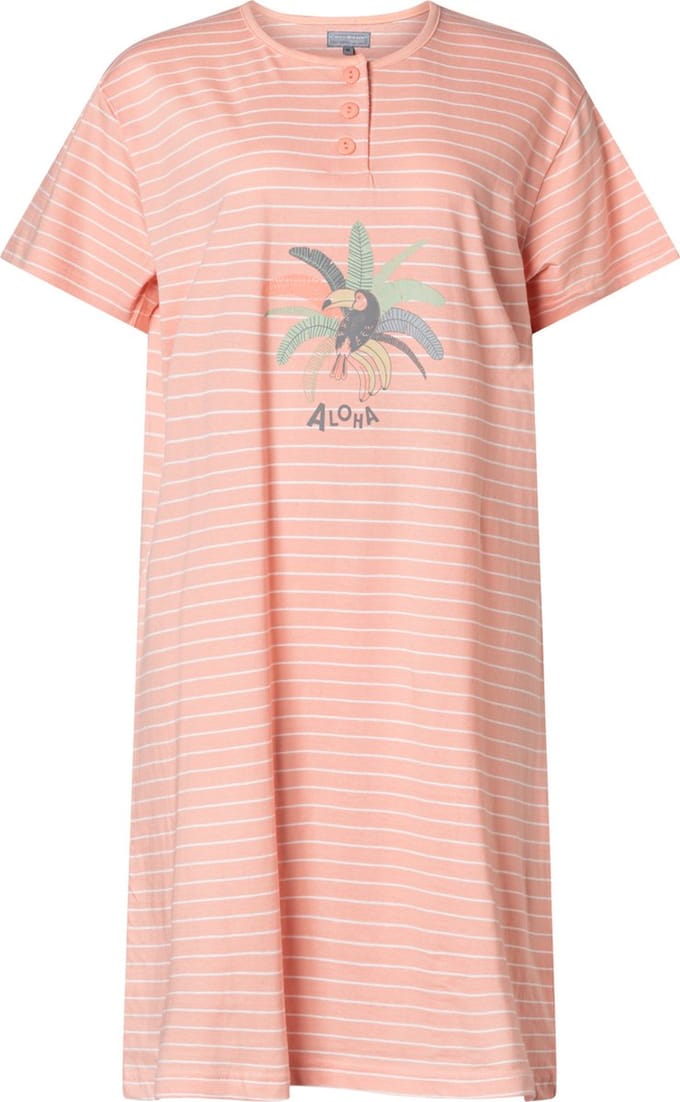 Cocodream dames nachthemd korte mouw - maat S - Aloha - zalm