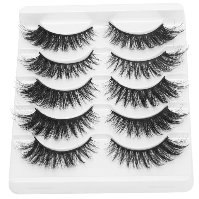 5 Paar Professionele Dikke Krullende Valse Wimper Datum Make-up Draagbare Valse Wimpers Set015 gray