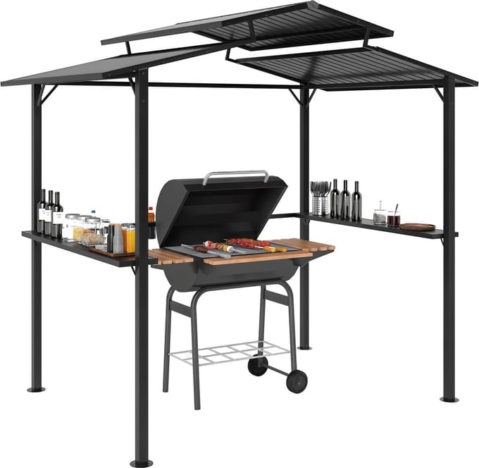 Outsunny-Grillpavillon-Metall-250L x 160B x 250H cm-Schwarz