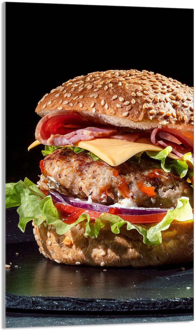 TMK ArtDeko - Snijplank - Glas - 30x52 cm - Hamburgermotief