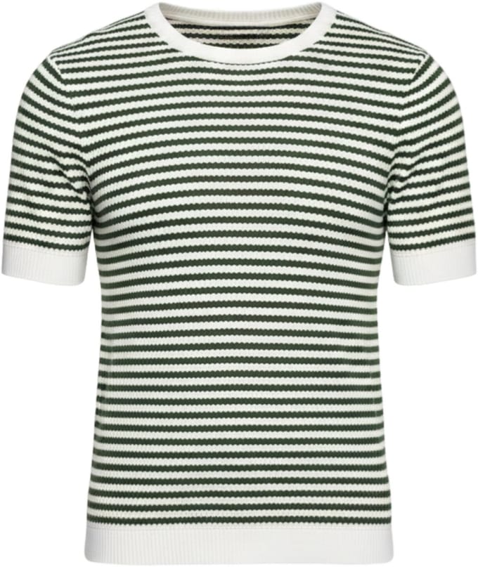 OMBRE T-shirt - Viscose - Korte Mouw - Gestreept Olijf M