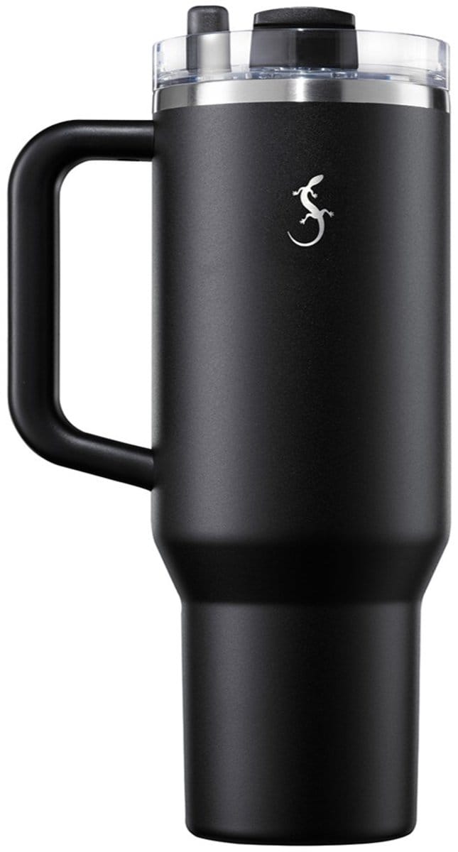 Lurch Big Cup - Isoleerbeker - Met handgreep - Geïntegreerd rietje - RVS - Zwart - 1.2L
