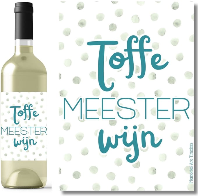 Toffe Meester Wijn Etiket | Wijnetiket voor Meester | Cadeau Schooljaar