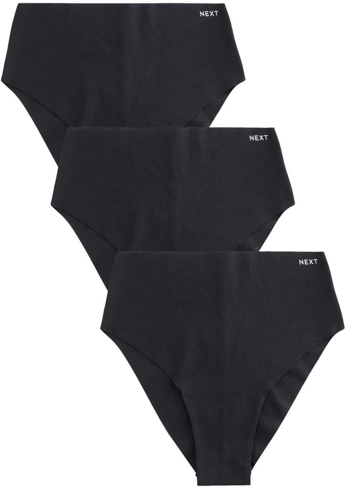 Next - Dames - Set van 3 katoenrijke No VPL slips met hoge taille - Zwart