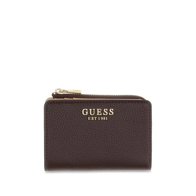 GUESS portemonnee Melody SLG Zip Around Card Case Brown donkerbruin