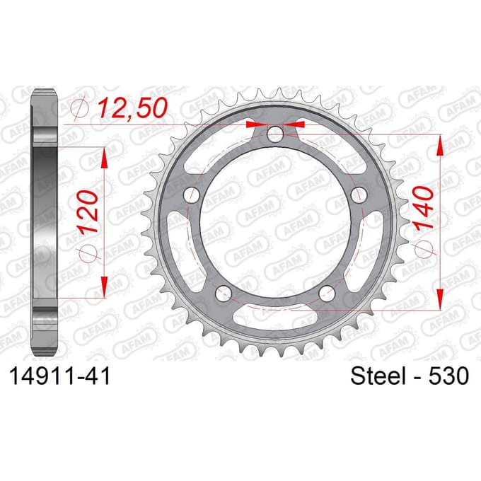 Stalen tandwiel Afam 530 41 dents