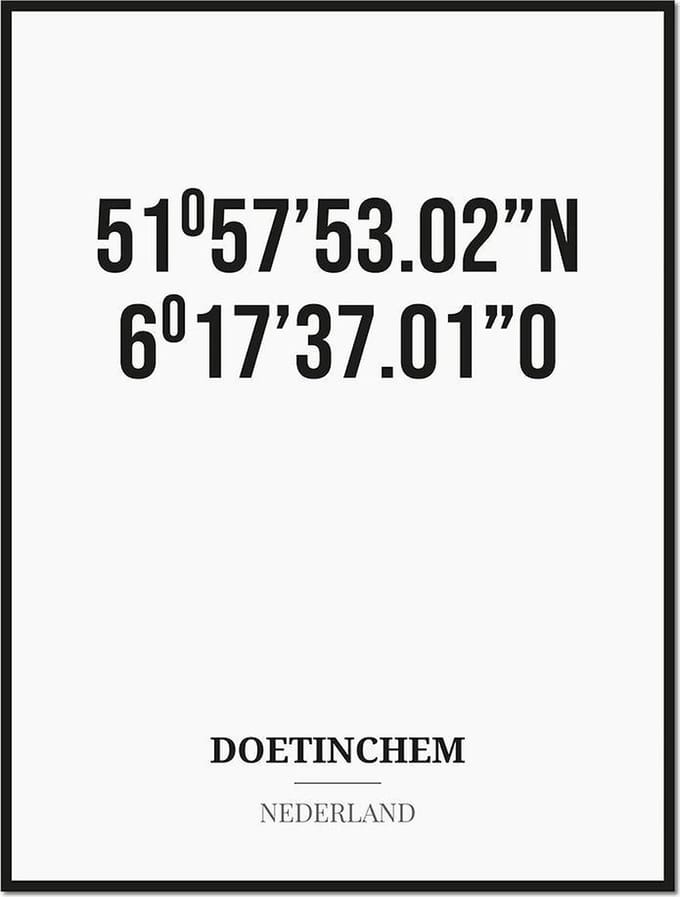 Poster/kaart DOETINCHEM met coördinaten