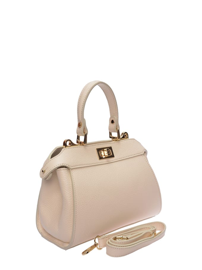Roberta M Beige Rundleer Tas
