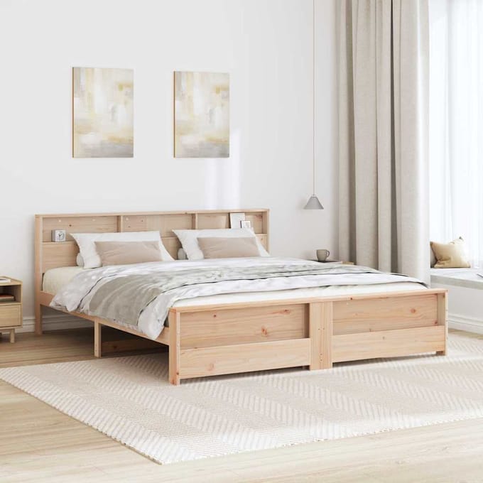 vidaXL - Bedframe - met - plank - Bruin - 200 - x - 200 - cm - Massief - grenenhout