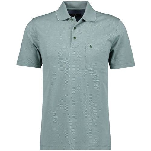 Ragman Polo Softknit Fine Jacquard Pattern Mint Melange / male