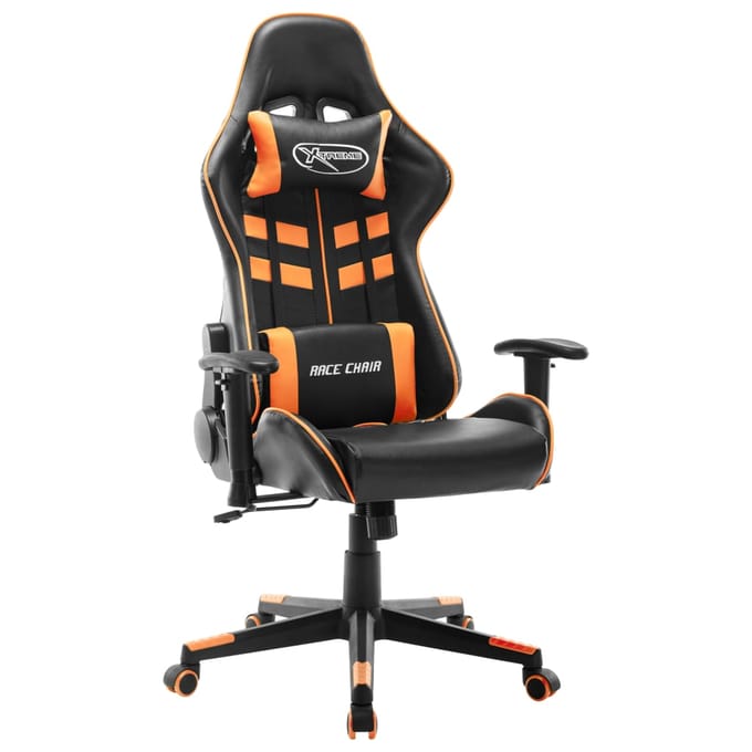 vidaXL - Gamestoel - kunstleer - zwart - en - oranje