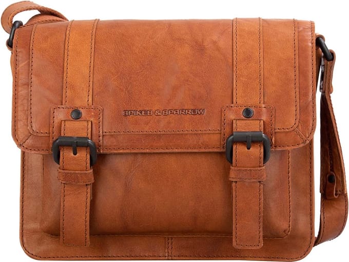 Spikes & Sparrow Bronco Crossbodytas Medium Dames - Leer - Cognac