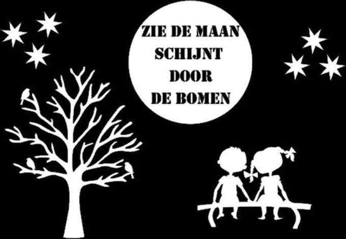 Uitbreidingsset 2 raamsticker zie de maan herbruikbaar statisch | Rosami
